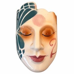 Price Products Ceramic Artistic Face Mask Drama 7" Wall Pocket Vintage